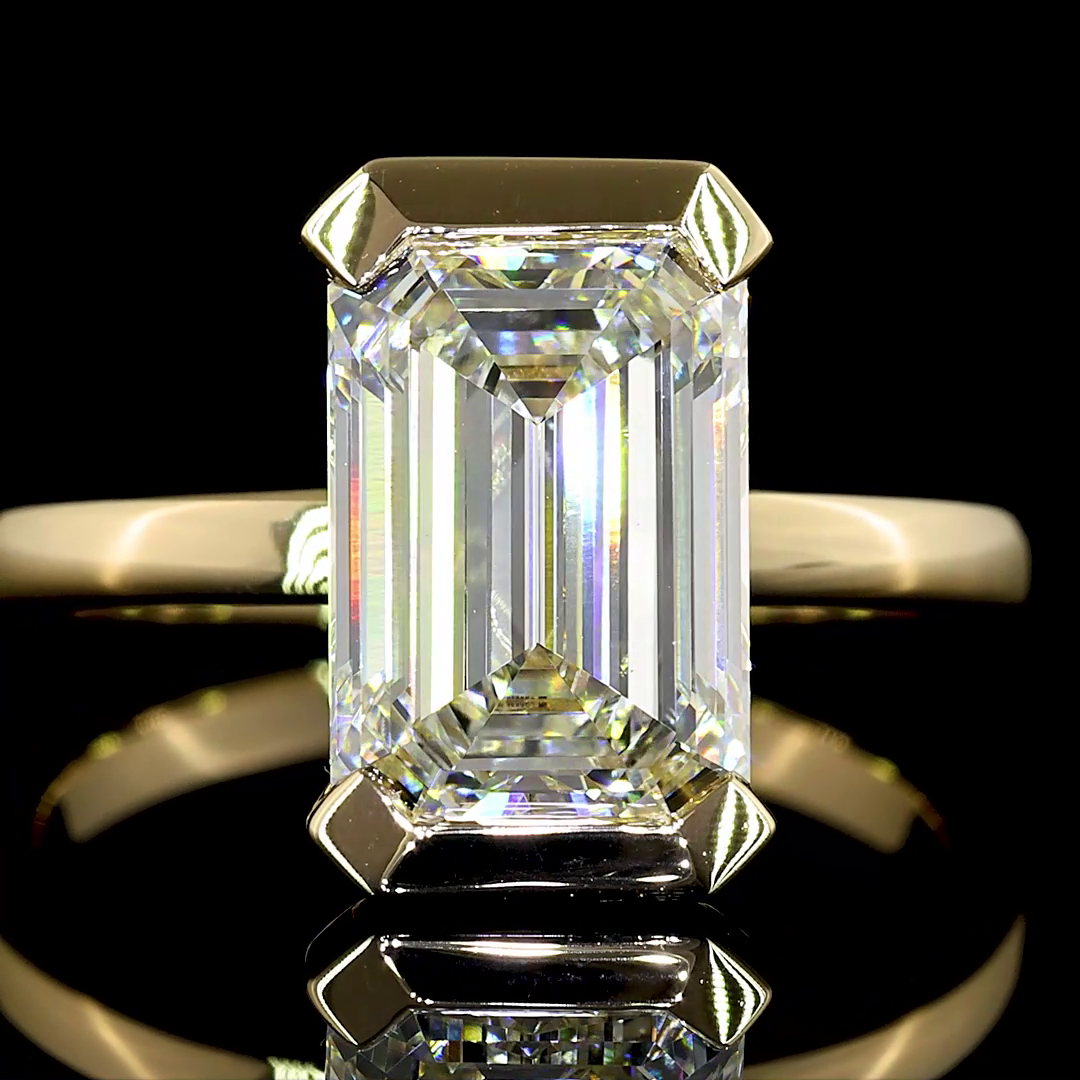 3.60 CT Emerald Lab Grown Diamond Solitaire Ring Sz. 6.5 (F Color and VS1 Clarity)