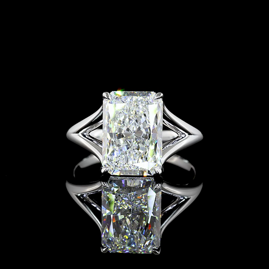 4.06 CT Radiant Lab Diamond Solitaire Ring 14k White Gold E Color and VS1 Clarity jewelry-spot-usa