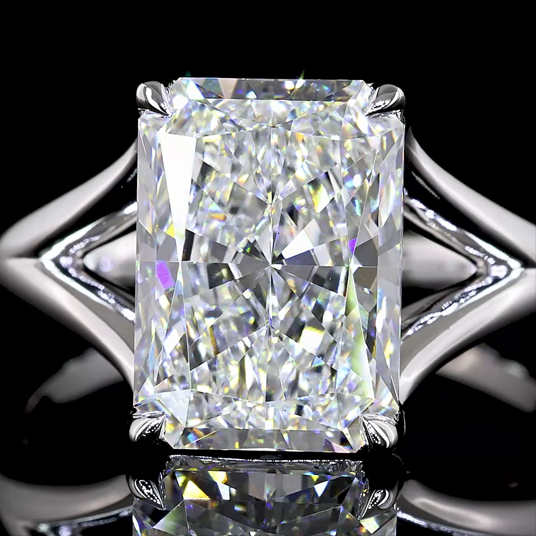 4.06 CT Radiant Lab Diamond Solitaire Ring 14k White Gold E Color and VS1 Clarity jewelry-spot-usa