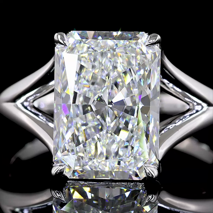 4.06 CT Radiant Lab Diamond Solitaire Ring 14k White Gold E Color and VS1 Clarity jewelry-spot-usa