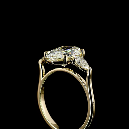 3.52 CTTW Oval Lab Diamond 3 Stones Ring 14k Yellow Gold E Color and VVS2 Clarity jewelry-spot-usa