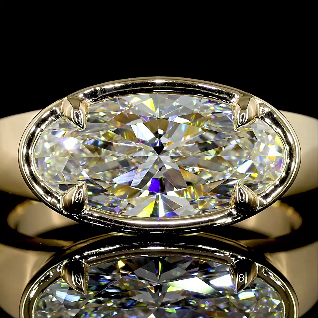 2.11 CT Oval Lab Diamond Solitaire Ring 14k Yellow Gold E Color and VS1 Clarity jewelry-spot-usa