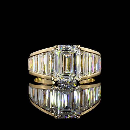 5.82 CTTW Emerald Lab Diamond Special Ring 14k White Gold D Color and VS1 Clarity jewelry-spot-usa