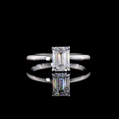10.46 CTTW Emerald Lab Grown Diamond Hidden Halo Ring Sz. 6.5 (F Color and VS2 Clarity)