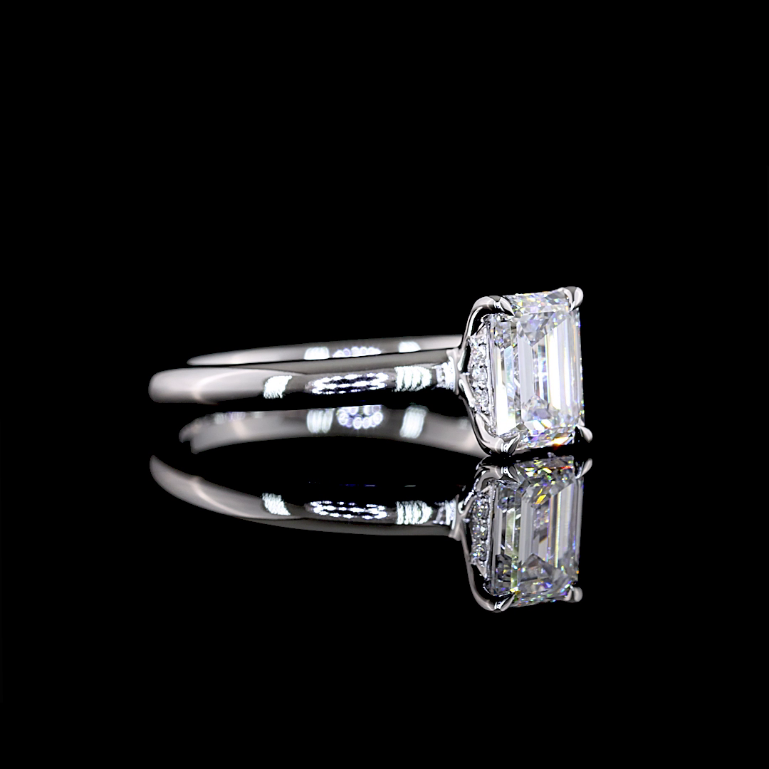 10.46 CTTW Emerald Lab Grown Diamond Hidden Halo Ring Sz. 6.5 (F Color and VS2 Clarity)