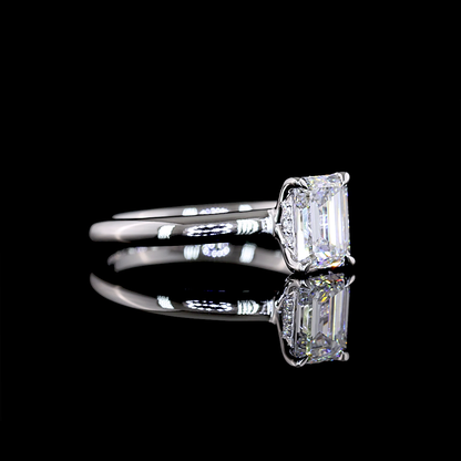 10.46 CTTW Emerald Lab Grown Diamond Hidden Halo Ring Sz. 6.5 (F Color and VS2 Clarity)