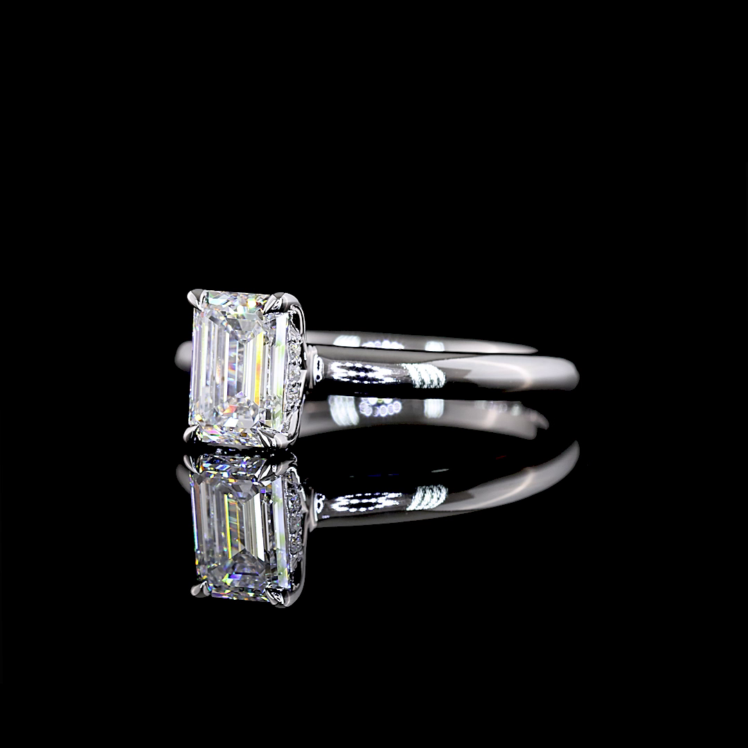 10.46 CTTW Emerald Lab Grown Diamond Hidden Halo Ring Sz. 6.5 (F Color and VS2 Clarity)