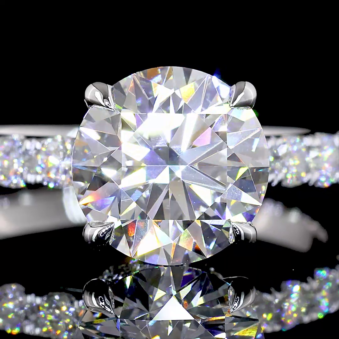 3.02 CTTW Round Lab Grown Diamond Hidden Halo Ring Sz. 6.5 (D Color and VS2 Clarity)