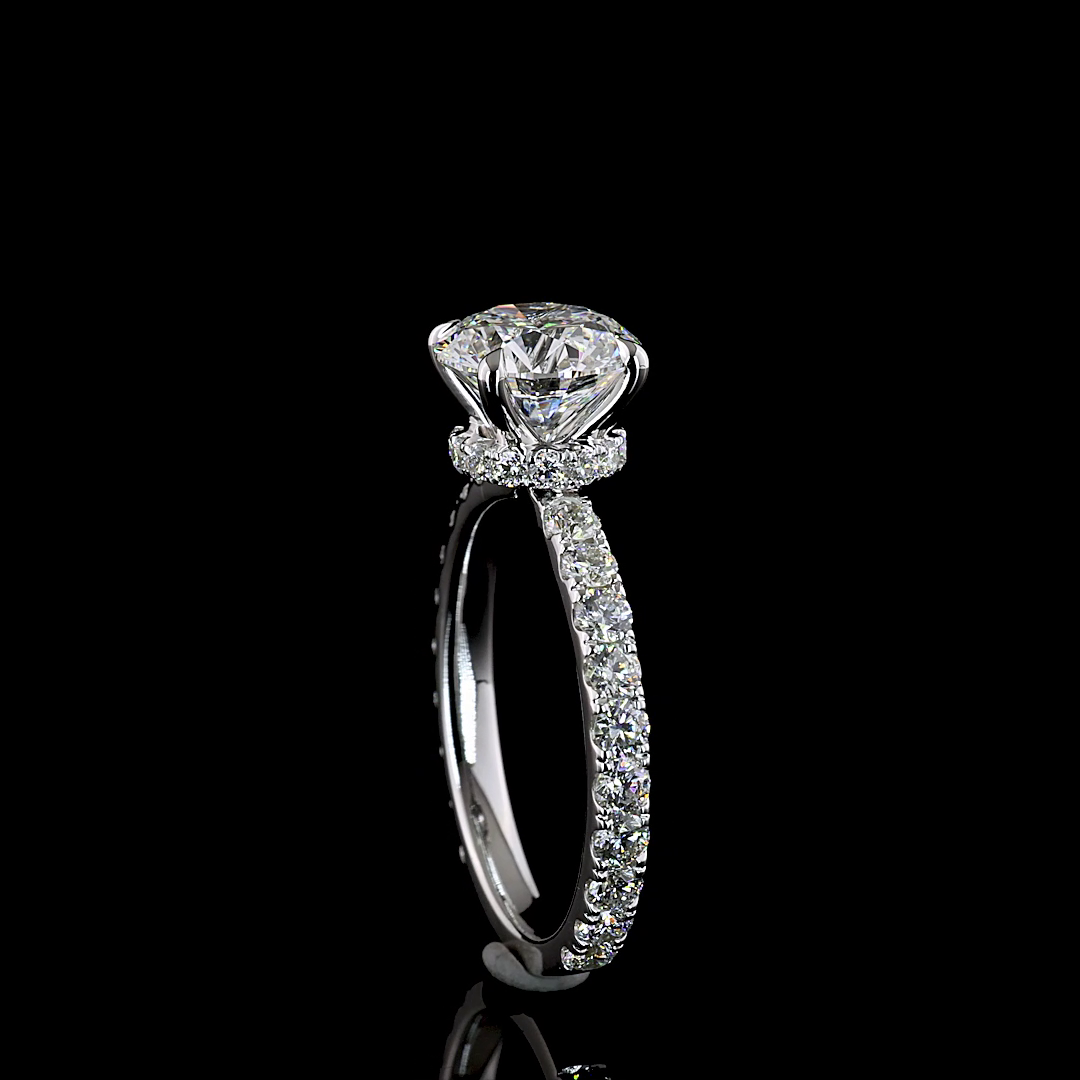 3.02 CTTW Round Lab Grown Diamond Hidden Halo Ring Sz. 6.5 (D Color and VS2 Clarity)