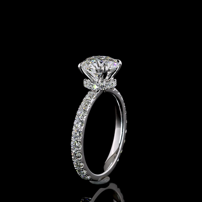 3.02 CTTW Round Lab Grown Diamond Hidden Halo Ring Sz. 6.5 (D Color and VS2 Clarity)