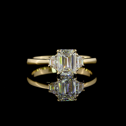 1.26 CTTW Emerald Lab Grown Diamond 3 Stones Ring Sz. 7 (E Color and VVS2 Clarity)