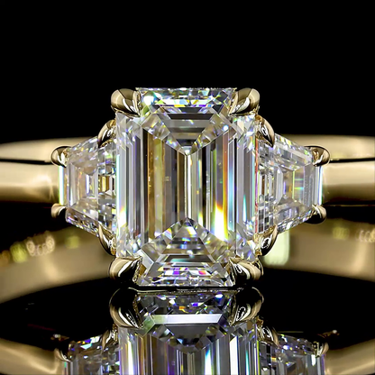 1.26 CTTW Emerald Lab Grown Diamond 3 Stones Ring Sz. 7 (E Color and VVS2 Clarity)