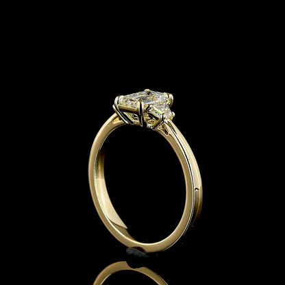 1.26 CTTW Emerald Lab Grown Diamond 3 Stones Ring Sz. 7 (E Color and VVS2 Clarity)