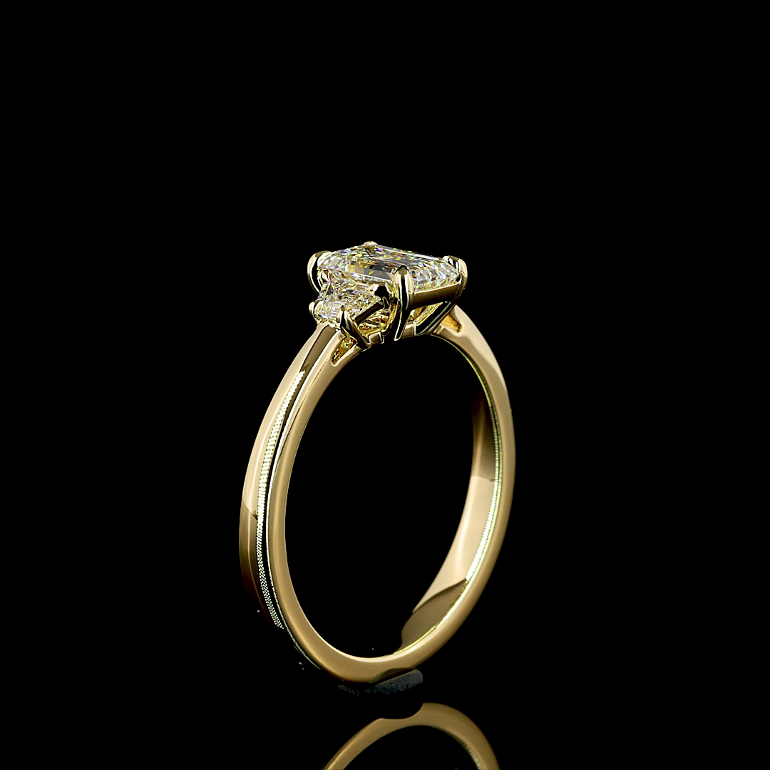 1.26 CTTW Emerald Lab Grown Diamond 3 Stones Ring Sz. 7 (E Color and VVS2 Clarity)