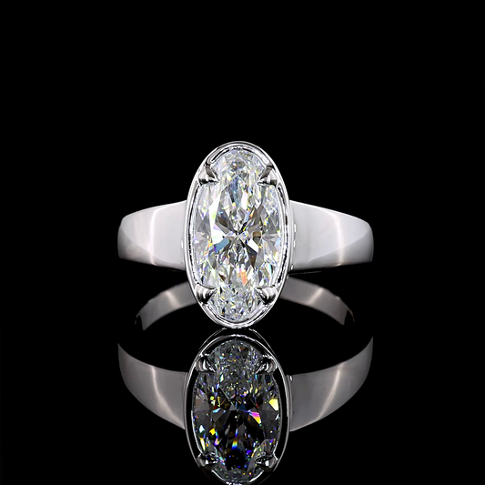 2.14 CT Oval Lab Grown Diamond Solitaire Ring Sz. 7