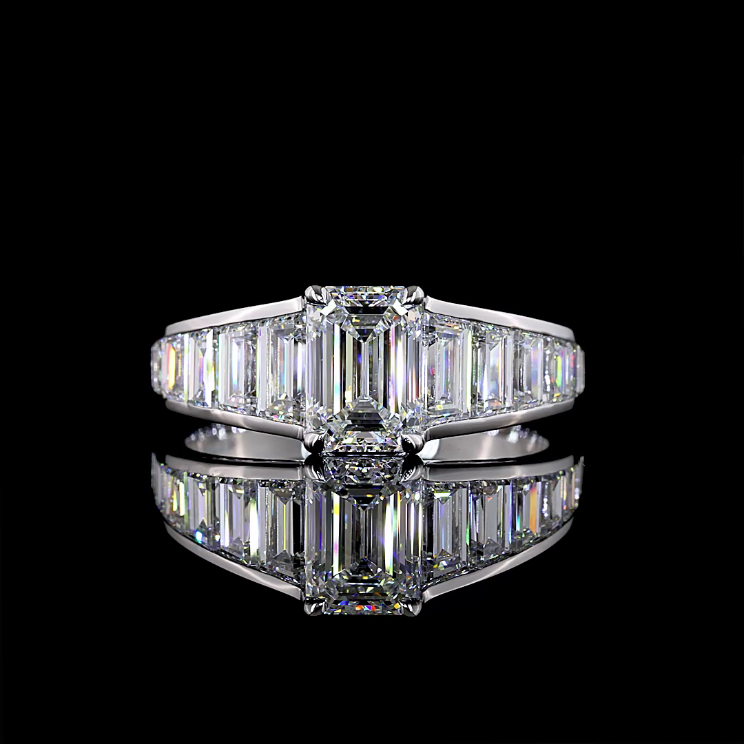 2.98 CTTW Emerald Lab Grown Diamond Special Ring Sz. 7 (E Color and VVS2 Clarity)