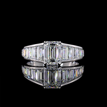 2.98 CTTW Emerald Lab Grown Diamond Special Ring Sz. 7 (E Color and VVS2 Clarity)