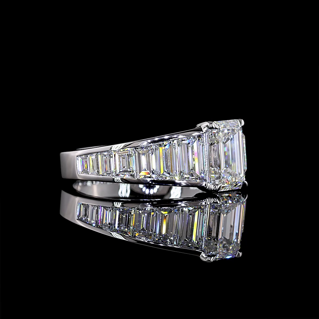 2.98 CTTW Emerald Lab Grown Diamond Special Ring Sz. 7 (E Color and VVS2 Clarity)