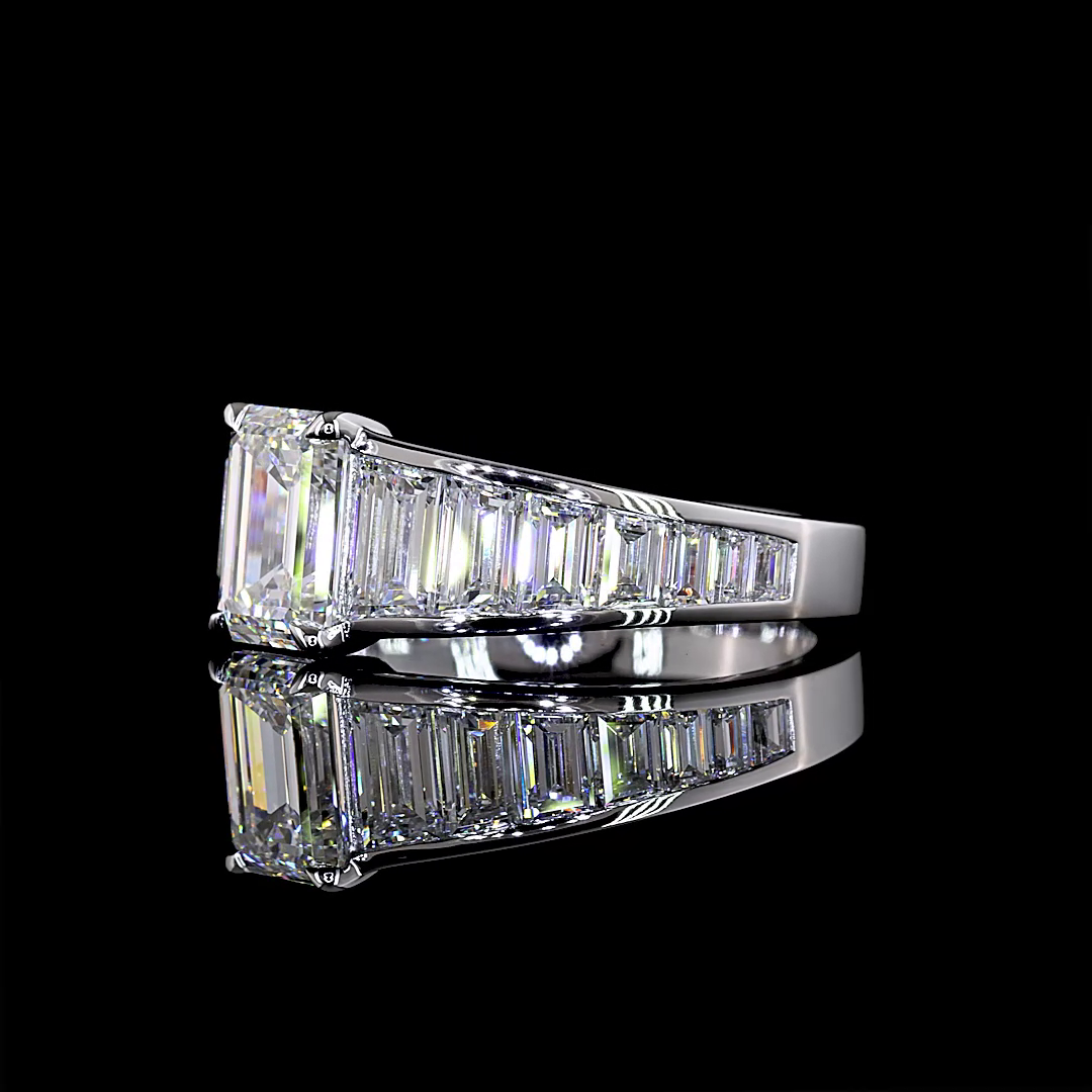 2.98 CTTW Emerald Lab Grown Diamond Special Ring Sz. 7 (E Color and VVS2 Clarity)