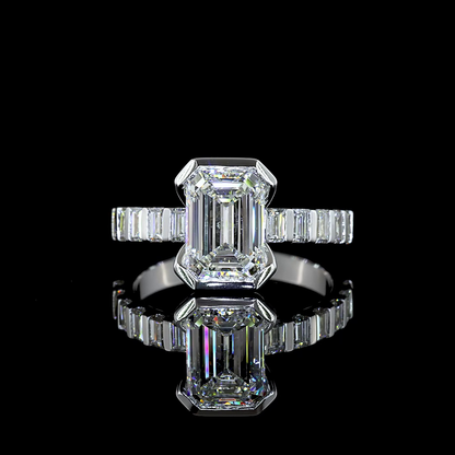 2.75 CTTW Emerald Lab Grown Diamond Hidden Halo Ring Sz. 6
