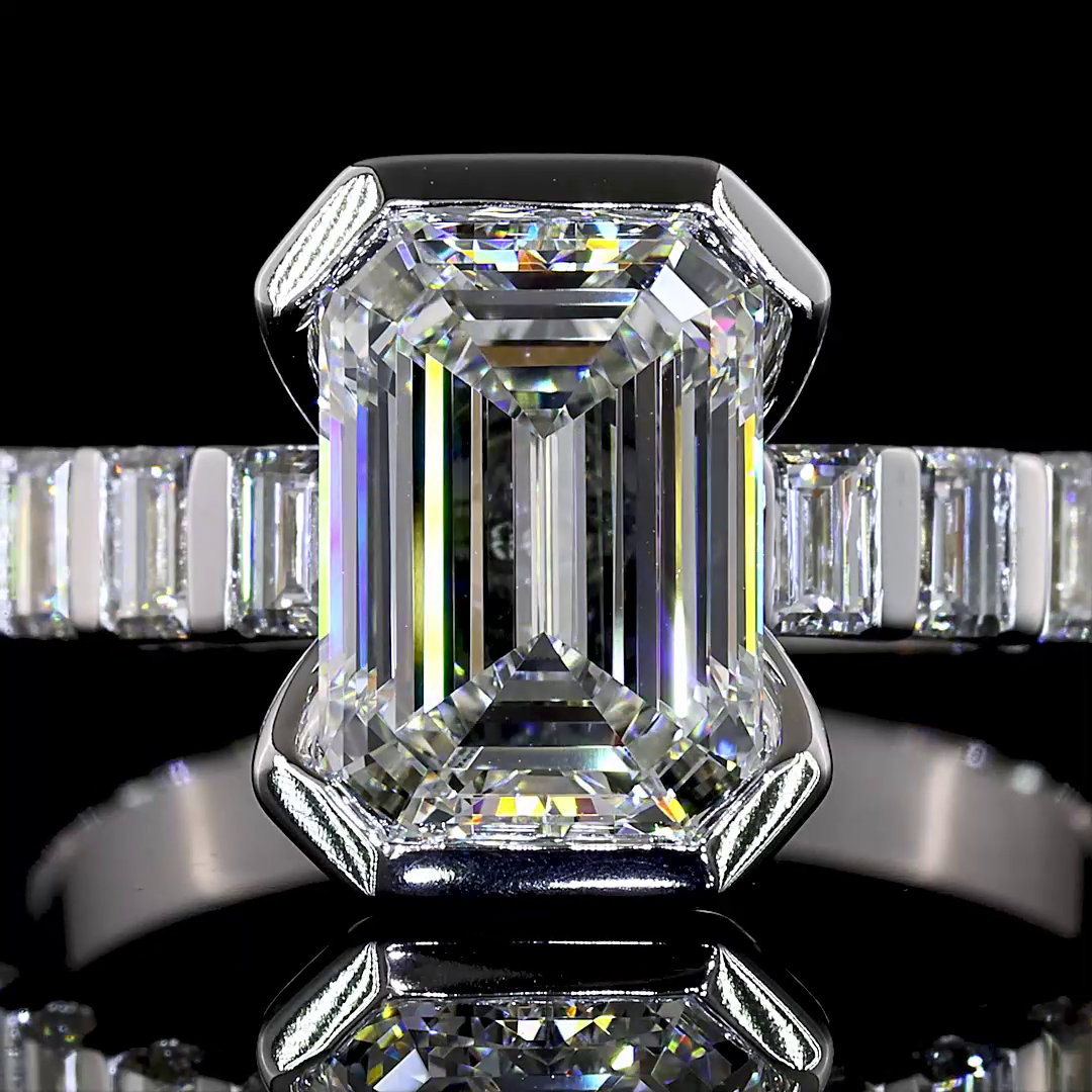2.75 CTTW Emerald Lab Grown Diamond Hidden Halo Ring Sz. 6