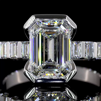 2.75 CTTW Emerald Lab Grown Diamond Hidden Halo Ring Sz. 6