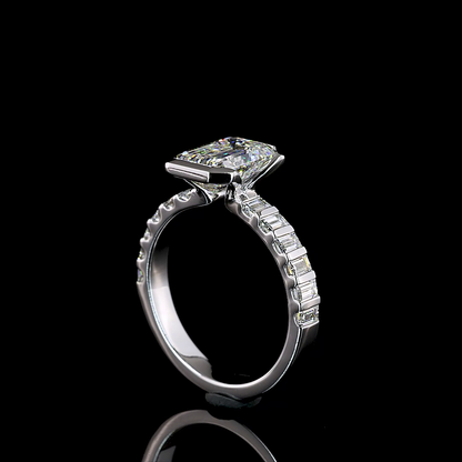 2.75 CTTW Emerald Lab Grown Diamond Hidden Halo Ring Sz. 6