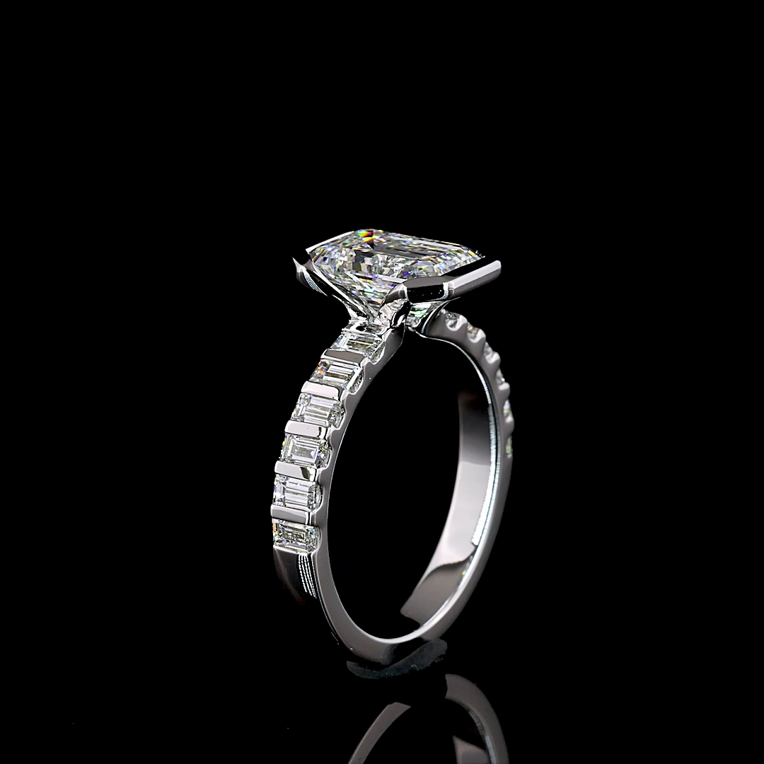 2.75 CTTW Emerald Lab Grown Diamond Hidden Halo Ring Sz. 6