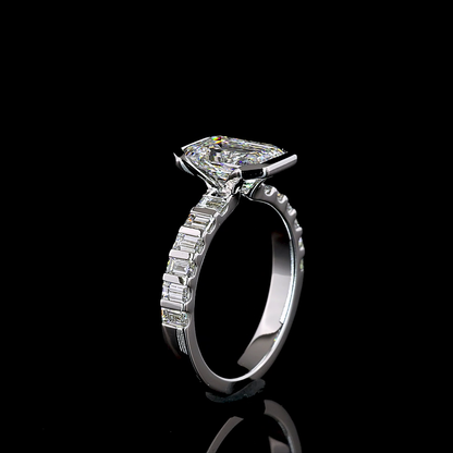 2.75 CTTW Emerald Lab Grown Diamond Hidden Halo Ring Sz. 6