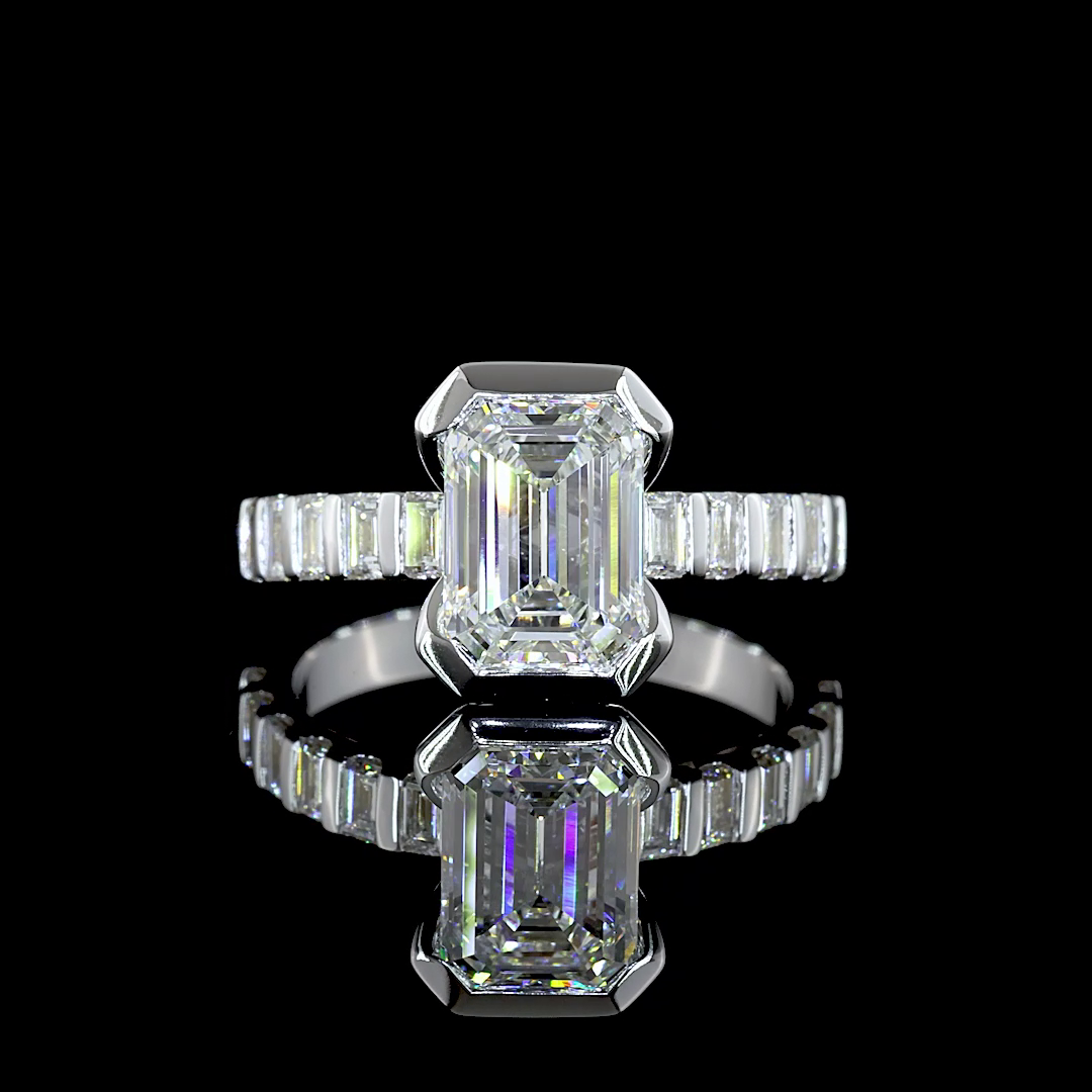 2.74 CTTW Emerald Lab Grown Diamond Hidden Halo Ring Sz. 6 (D Color and VVS2 Clarity)