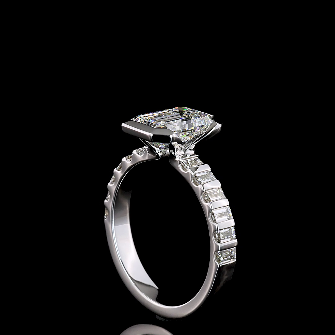 2.74 CTTW Emerald Lab Grown Diamond Hidden Halo Ring Sz. 6 (D Color and VVS2 Clarity)