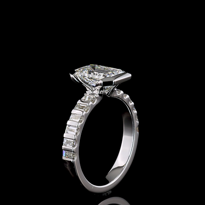 2.74 CTTW Emerald Lab Grown Diamond Hidden Halo Ring Sz. 6 (D Color and VVS2 Clarity)