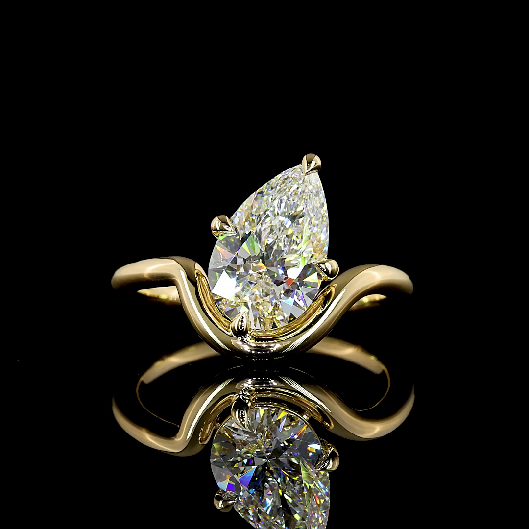 2.12 CT Pear Lab Grown Diamond Special Ring Sz. 6.5 (E Color and VVS2 Clarity)