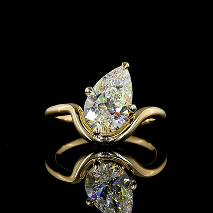 2.12 CT Pear Lab Grown Diamond Special Ring Sz. 6.5 (E Color and VVS2 Clarity)