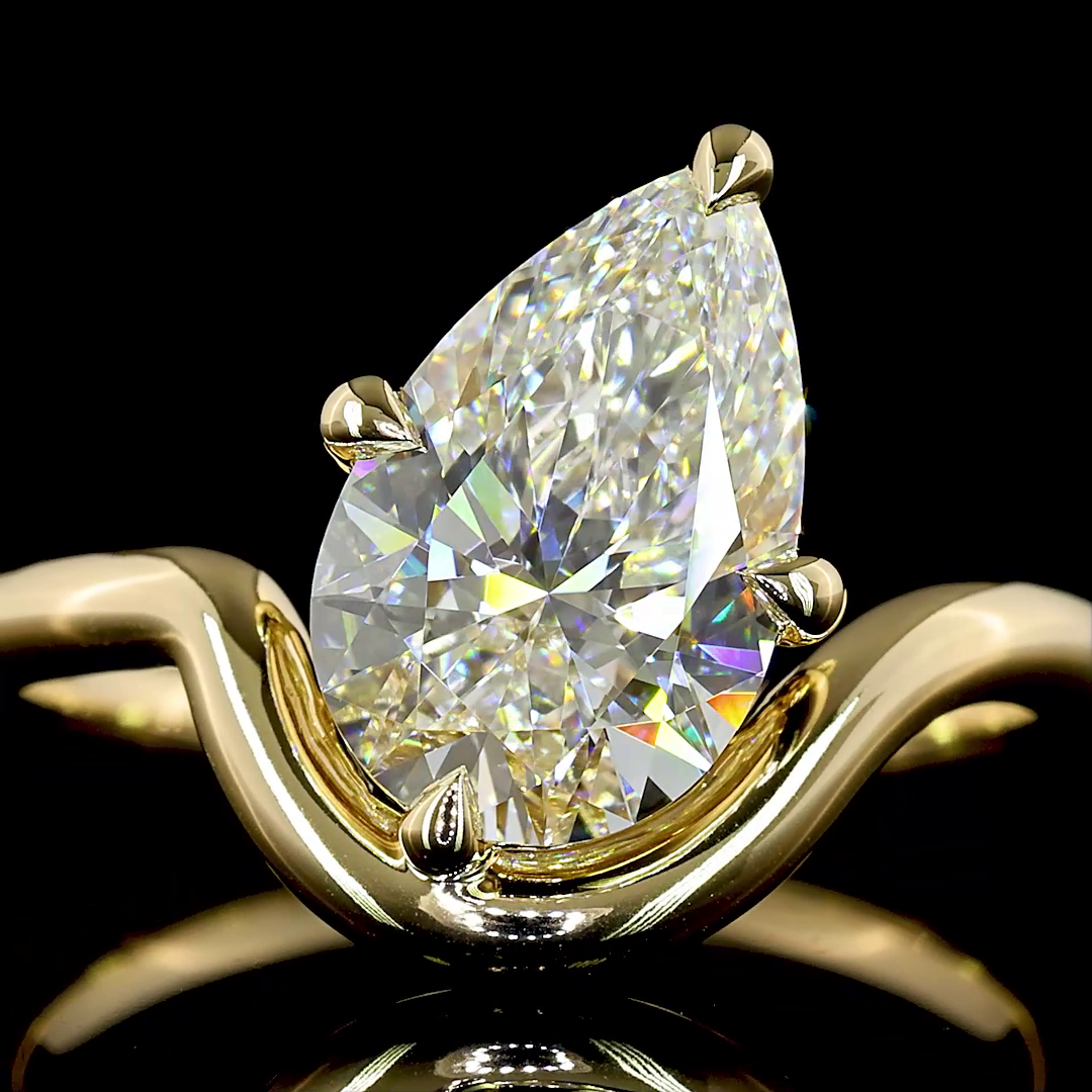 2.12 CT Pear Lab Grown Diamond Special Ring Sz. 6.5 (E Color and VVS2 Clarity)