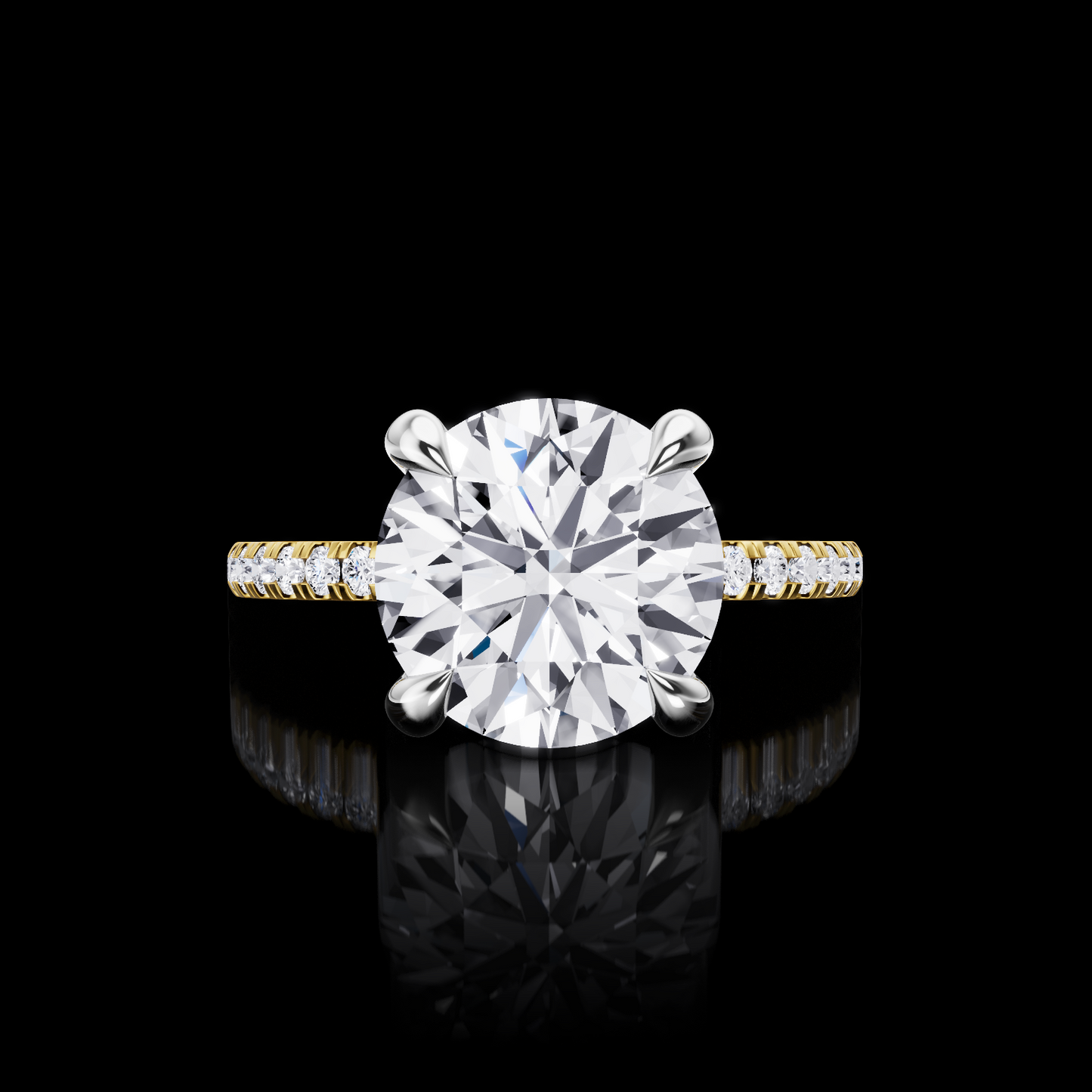 3.64 CTTW Round Lab Grown Diamond Hidden Halo Ring Sz. 6.5 (E Color and VVS2 Clarity)