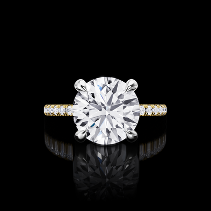 3.64 CTTW Round Lab Grown Diamond Hidden Halo Ring Sz. 6.5 (E Color and VVS2 Clarity)