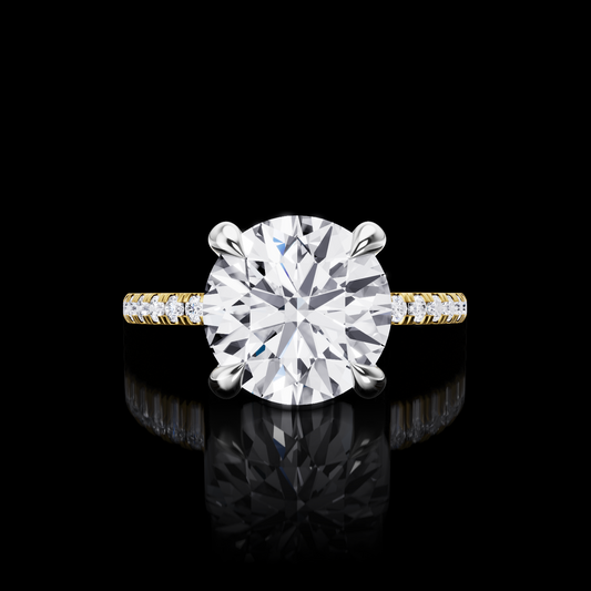 3.64 CTTW Round Lab Grown Diamond Hidden Halo Ring Sz. 6.5 (E Color and VVS2 Clarity)