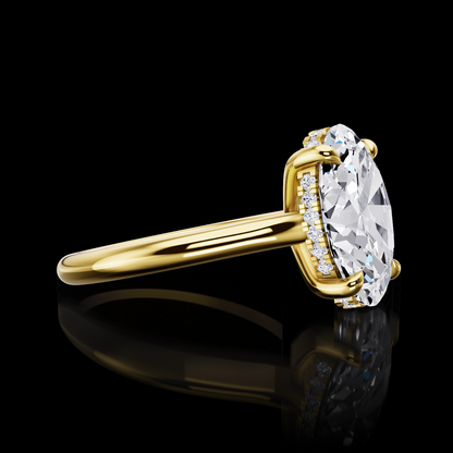 3.63 CTTW Oval Lab Grown Diamond Hidden Halo Ring Sz. 5.5 (E Color and VVS2 Clarity)