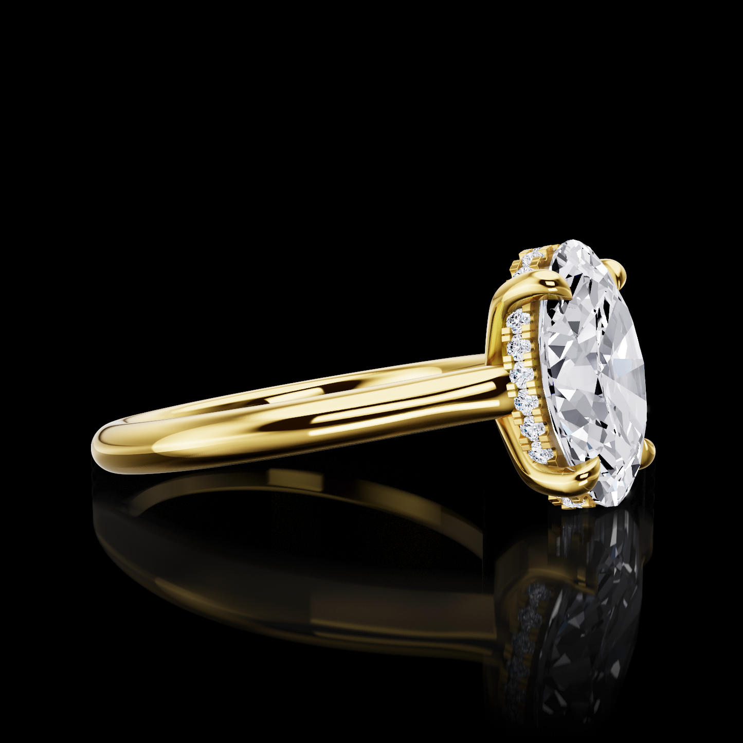 2.97 CTTW Oval Lab Grown Diamond Hidden Halo Ring Sz. 6.5 (E Color and VVS2 Clarity)
