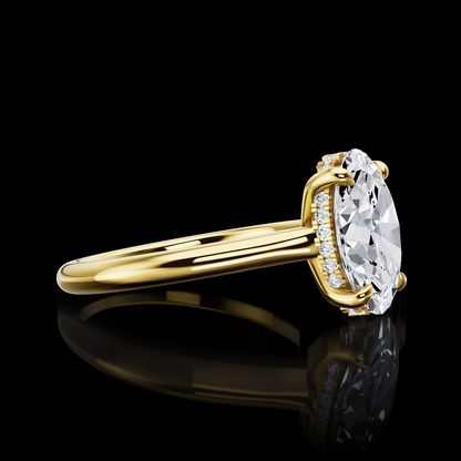 2.97 CTTW Oval Lab Grown Diamond Hidden Halo Ring Sz. 6.5 (E Color and VVS2 Clarity)