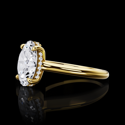 2.97 CTTW Oval Lab Grown Diamond Hidden Halo Ring Sz. 6.5 (E Color and VVS2 Clarity)