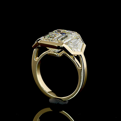 10.07 CTTW Emerald Lab Grown Diamond 3 Stones Ring Sz. 6.5 (F Color and VVS2 Clarity)