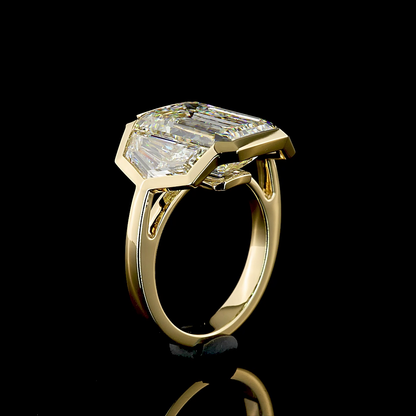 10.07 CTTW Emerald Lab Grown Diamond 3 Stones Ring Sz. 6.5 (F Color and VVS2 Clarity)