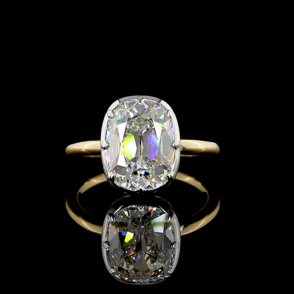 3.54 CT Antique Cushion Lab Diamond Solitaire Ring (E Color and VVS2 Clarity)
