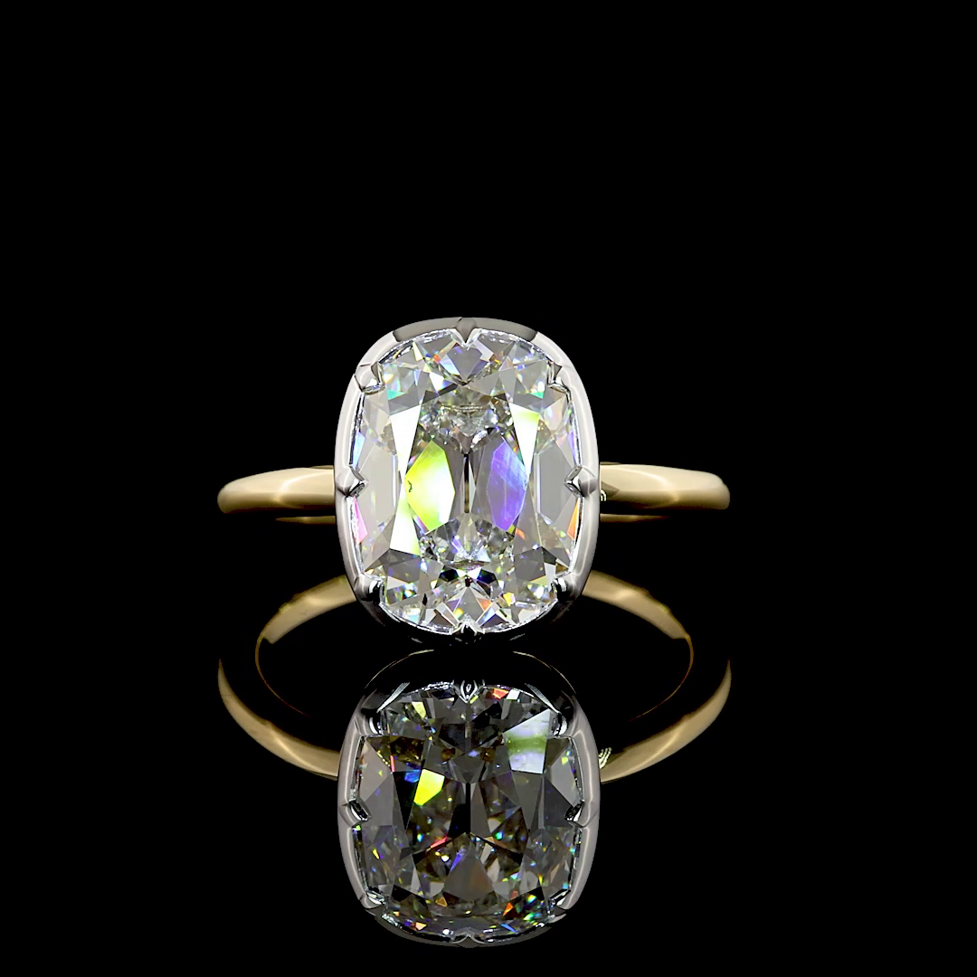 3.54 CT Antique Cushion Lab Grown Diamond Solitaire Ring Sz. 5.5 (E Color and VVS2 Clarity)