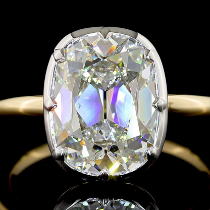 3.54 CT Antique Cushion Lab Diamond Solitaire Ring (E Color and VVS2 Clarity)
