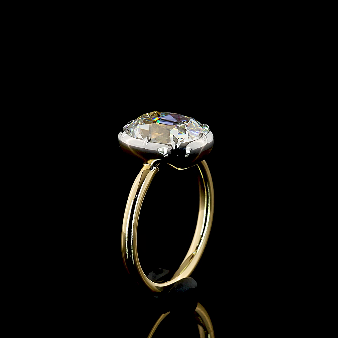 3.54 CT Antique Cushion Lab Diamond Solitaire Ring (E Color and VVS2 Clarity)