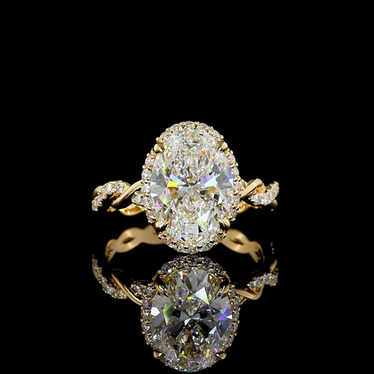 3.55 CTTW Oval Lab Grown Diamond Hidden Halo Ring Sz. 6 (D Color and VS1 Clarity)