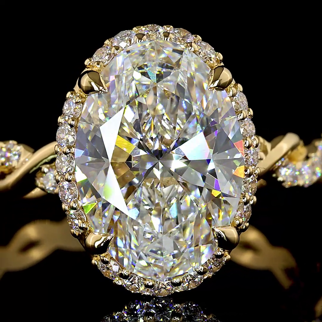 3.55 CTTW Oval Lab Grown Diamond Hidden Halo Ring Sz. 6 (D Color and VS1 Clarity)